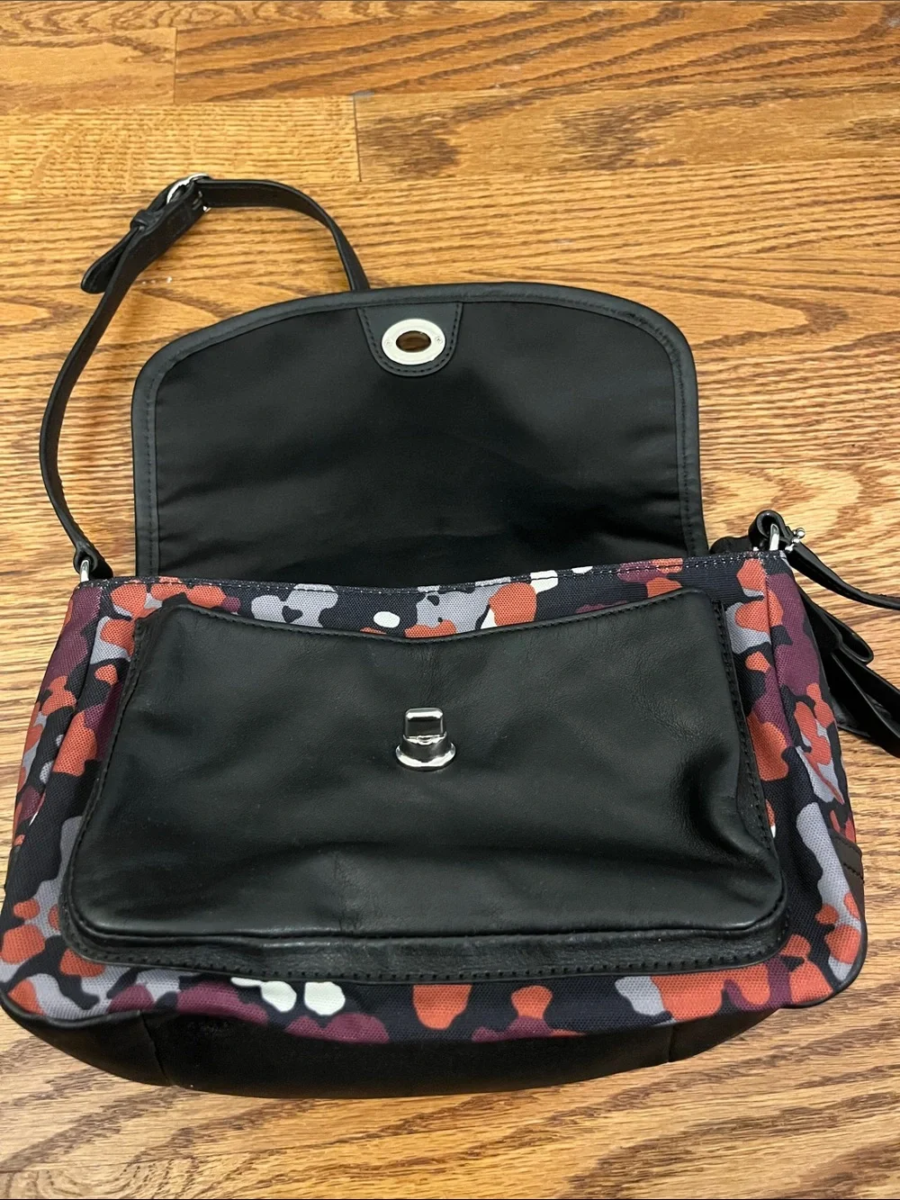 COACH F33333 Park Splatter Print Violet Flap Bag with COA